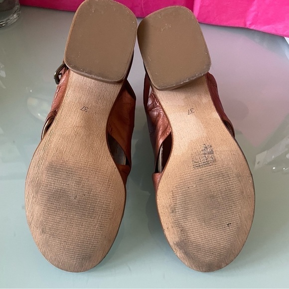 Miz Mooz Leather Sandals 2”  Stacked Block Heel Size 37 - Picture 9 of 13